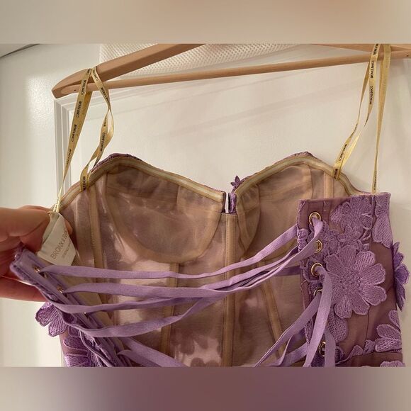 NWOT Bronx and Banco Jasmine Lilac floral Strapless Gown - Picture 15 of 16